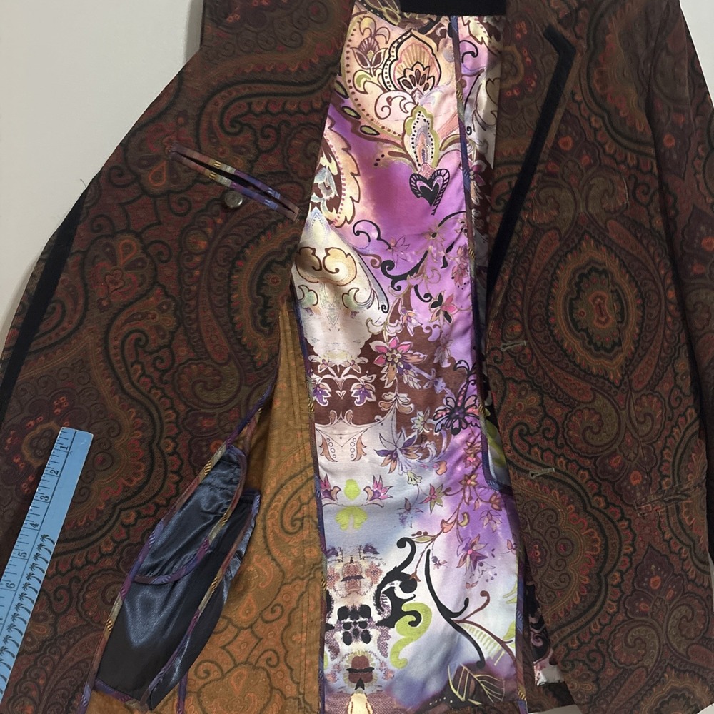 Robert Graham Men's Paisley Corduroy Silk Blazer Sport Coat Jacket Skull‎ Rare - Picture 9 of 16